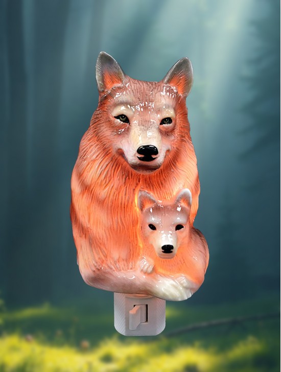 Porcelain Wolf Night Light with Gift Box